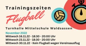 Read more about the article Geänderte Zeiten für den Flugball von Dezember bis März
